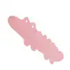 Pink badrumsmatta i form av krokodil för barn, med textur och hål för hängning.