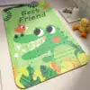Badmatta för barn med krokodil och texten 'Best Friend', antimögel, grön, badrumsmatta.