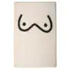 Abstrakt konst badrumsmatta med svart mustaschmotiv på vit bakgrund.