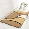Badrumsmatta Art Deco i blå, beige och svart med modern geometrisk design för badrum.