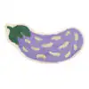 Badrumsmatta i form av aubergine, lila med grön blad, mjuk och färgglad för badrummet.