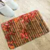 Badrumsmatta Bambu Löv med röda löv, lämplig för badrum, bambumaterial, vinterstil.