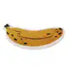 Badrums matta i form av en banan, gul med svarta fläckar och vit kant.