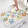 Badrumsmatta Blompatchwork i färgglada kvadrater, mjuk och vattentät för badrummet.
