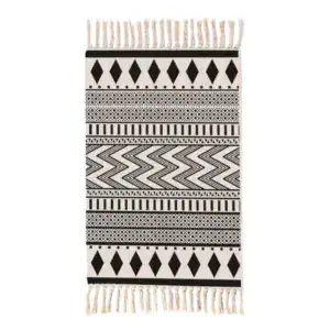Badrumsmatta Boho Svartvit