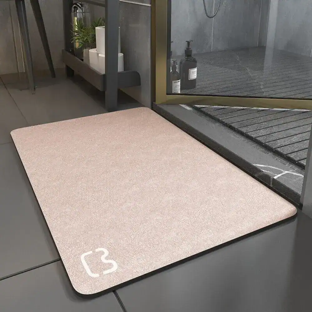 Badrumsmatta Diatomit 80 cm, rosa, matta utanför duschen, vattentät och motståndskraftig.