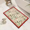 Badrumsmatta Diatomit Orientalisk med blommönster och röd kant, idealisk för badrummet.