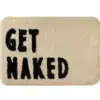 Badrumsmatta Get Naked i beige färg med svart text, mjuk och praktisk för badrummet.