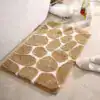 Badrumsmatta Kullersten, beige och vit, mjuk textil, badrumsmatta med stenmönster.