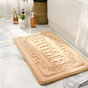 Beige Badrumsmatta Präglad