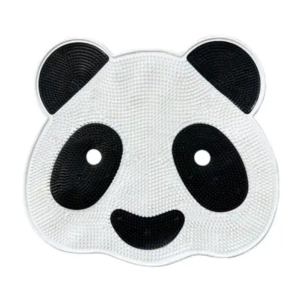 Duschmatta barn panda, vit och svart, mjuk och säker i badrummet.