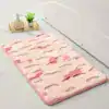 Fluffig badrumsmatta i mossgrön och rosa, mjuk och mjuk med 3D-mönster.