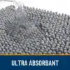 Badrumsmatta Chenille Grå, ultra absorberande, vatten drar in i textilens struktur.