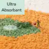 Orange badrumsmatta med fruktmotiv, ultraabsorbent, vattensugande och praktisk för badrummet.