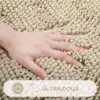Badrumsmatta Chenille Beige, mjuk och ultra mjuk med texturerad yta.